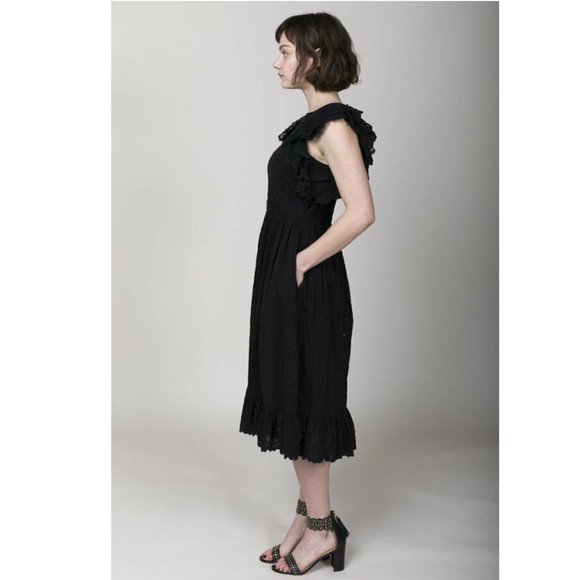 Ulla Johnson Black Embroidered Bea Midi Dress NWT - Picture 9 of 11